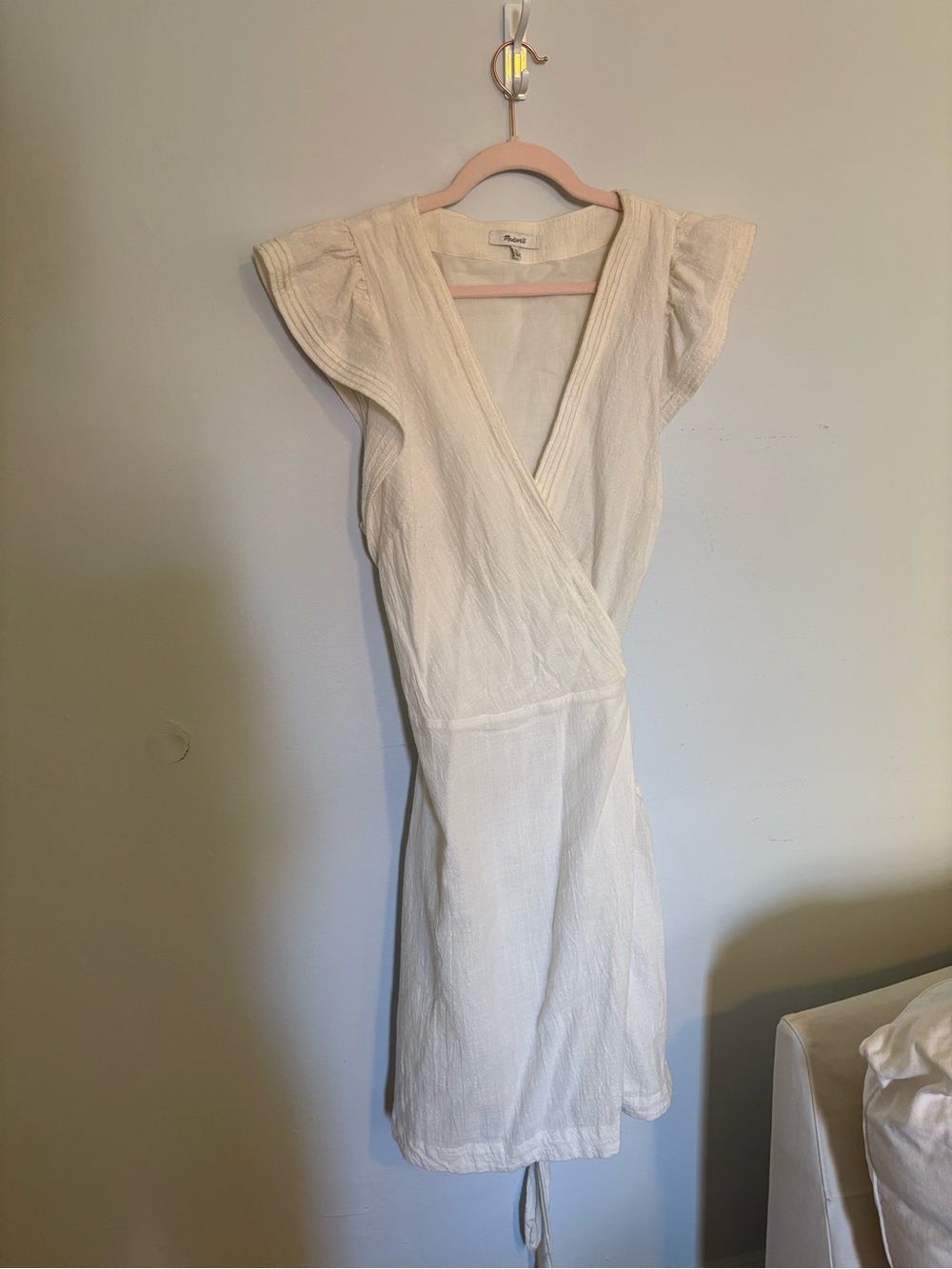 Madewell Cream Textured Wrap Dress